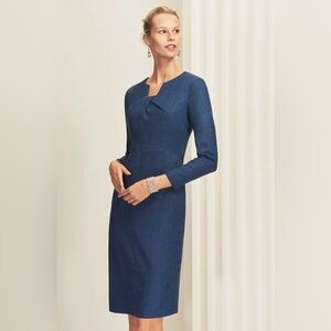 THE FOLD LONDON - Waverly Dress - Chic + Warm Blue Wool Blend (UK8)